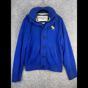 Vintage Abercrombie Fitch y2k Zip button Hoodie XL Blue Muscle Moose Sweatshirt